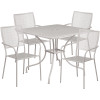 Flash Furniture 35.5 in. Square Light Gray Indoor-Outdoor Steel Patio Table Set with 4 Square Back Chairs