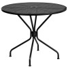 Flash Furniture Indoor-Outdoor Steel Patio Table Black - 35.25 in. Round