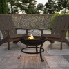 Flash Furniture 22 in. Round Wood Burning Firepit with Mesh Spark Screen & Poker, Black