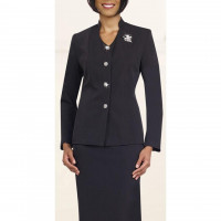 Ben Marc Church Dress Plus Size Skirt Suit Featuring Elegant Button Accents and Brooch Details