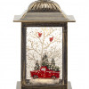 LED Snow Globe Lantern with Truck and Forest Scene 10.25"H
