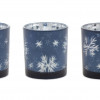 Frosted Votive Candle Holder with Snowflake Design (Set of 3)