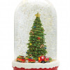 LED Snow Globe Bell Jar with Christmas Tree Scene 10.5"H