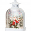 LED Snow Globe Lantern with Cardinal Forest Scene 10.5"H