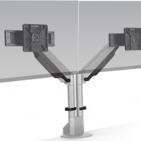 HAT E2-2-124 HAT DUAL MONITOR ARM WITH TOP DOWN MOUNT, SILVER