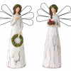 Frosted Winter Angel with Bird and Wreath Accent (Set of 2)