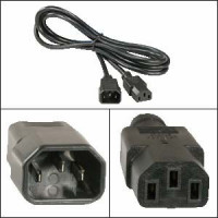 UNC Group PWRC13C1401FBLK POWER CORD C13 - C14, 18AWG, 10AMP, 250V, SVT JACKET, BLACK, 1FT, IEC C13 TO IEC