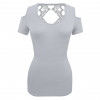 Ladies Half Sleeve Shirts Lace back and shoulder cutoffs
