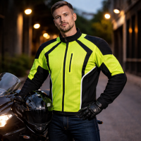 Men’s Hi Vis Motorcycle Jacket CE Armor Reflective Mesh All Weather Riding