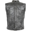 Vance Leather Distressed Gray Motorcycle Club Leather Vest