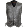 Vance Leather High Mileage Men\'s Distressed Gray 10 Pocket Vest