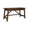 Benzara Rectangular Two Drawers Wooden Desk with Cross Stretcher Brace Design - Brown - Large - 60 x 26 x 31.13 in.