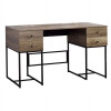 Benjara 31 x 22 x 47 in. Wooden Desk with 4 Drawers & Tubular Metal Support, Brown & Black