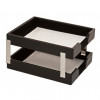 Dacasso Econo-Line Double Letter Trays - Black Leather
