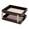 Dacasso Econo-Line Leather Double Letter Trays - Dark Brown