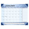 12-Month Desk Cal- Marble Look- 1PPM- 17in.x22in.- Slate Blue