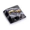 International Black Zebra Marble Paperweight with Antique Gold Plated Stock Market Emblem