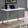 HomeRoots 30 in. White MDF & Silver Metal Computer Desk