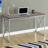 HomeRoots 29.75 in. Dark Taupe Particle Board & Chrome Metal Computer Desk