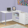 HomeRoots 29.5 in. Particle Board & Silver Metal Computer Desk with a Hollow Core