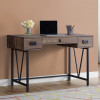 HomeRoots 31 in. Brown Particle Board & Black Metal Computer Desk with a Hollow Core