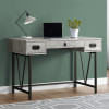 HomeRoots 31 in. Grey Particle Board & Black Metal Computer Desk with a Hollow Core