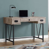 HomeRoots 31 in. Taupe Particle Board & Black Metal Computer Desk with a Hollow Core