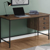 HomeRoots 30 in. Particle Board & Black Metal Computer Desk with a Hollow Core