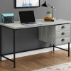 HomeRoots 30 in. Grey Particle Board & Black Metal Computer Desk with a Hollow Core