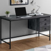 HomeRoots 30 in. Black Particle Board & Black Metal Computer Desk with a Hollow Core