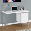 HomeRoots 30 in. Particle Board & Silver Metal Computer Desk