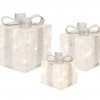 LED Lighted Presents with Silver Bow Ties (Set of 3)