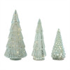 LED Green Mercury Glass Tree (Set of 3)