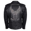 Men\'s Eagle Embossed Live To Ride Ride To Live Classic Black Leather Motorcycle Biker Jacket