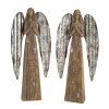Rustic Wood Sentiment Angel with Galvanized Metal Wings (Set of 2)