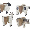 Farm Animal Figurine with Basket Vase (Set of 4)