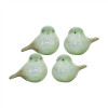 Green Terra Cotta Bird Figurine (Set of 4)