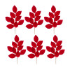 Red Flocked Magnolia Leaf Spray (Set of 6)