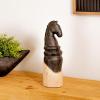 Mango Wood Knight Chess Piece Sculpture (Set of 2)