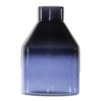 Blue Soda Lime Glass Bottle Vase 7"H