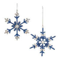 Jeweled Metal Hanging Snowflake Ornament (Set of 12)