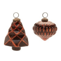 Textured Glass Tree and Onion Ornament (Set of 6)