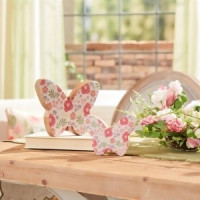 Wood Floral Patterned Butterfly Decor (Set of 2)