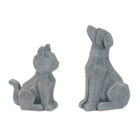 Modern Sitting Dog and Cat Figurine (Set of 4)