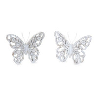 White Washed Floral Butterfly Decor (Set of 2)