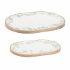 Wood Mushroom and Floral Print Tray (Set of 2)