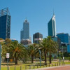 Skyline of New Buildings Perth Western Australia Poster Print by Bill Bachmann - 22 x 14 in.