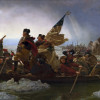 Vintage American History Painting of General George Washington Crossing The Delaware Poster Print - 17 x 11