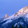 Full Moon Sets Behind The Cathedral Group Teton Range Grand Teton National Park Wyoming USA Poster Print 27 x 9