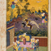 Painting From 17th Century Persian Manuscript Hunters & Favourites Drinking with Noble or King Poster Print